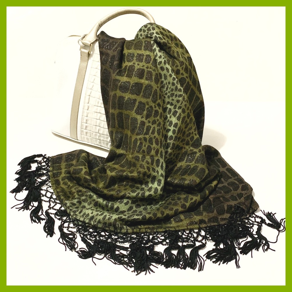 Long Fringed Animalistic print Scarf